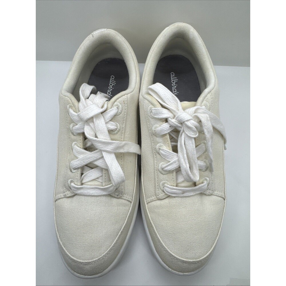 Allbirds Women's Lace Up Canvas Pacers Sneakers Shoes Casual Off White Size 8 - Picture 3 of 13